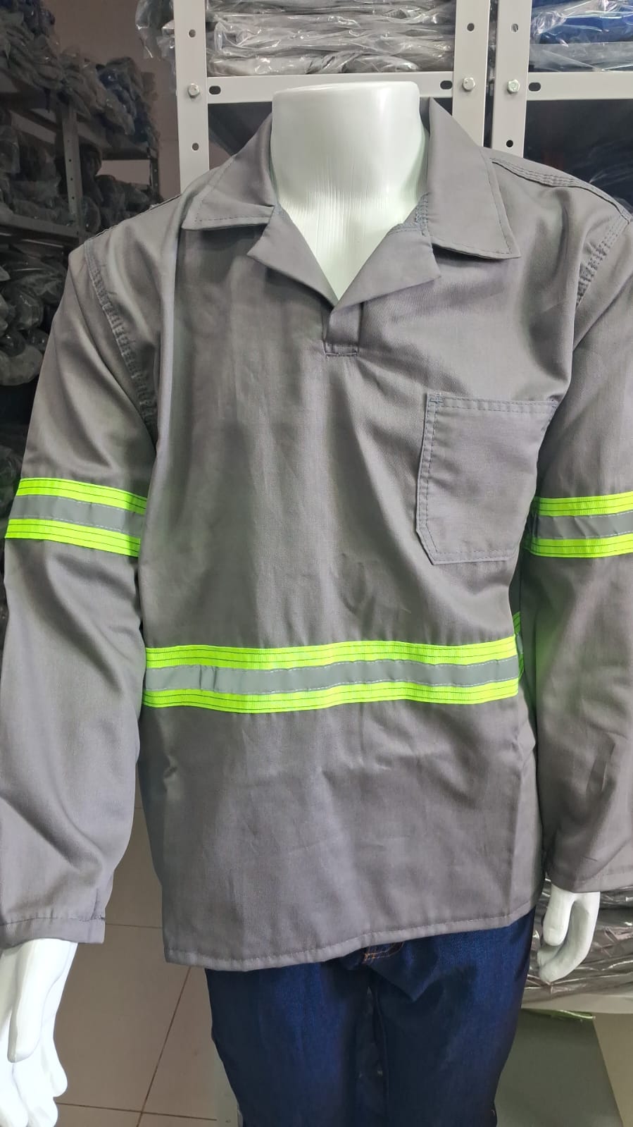 Camisa Brim Cinza Refletiva
